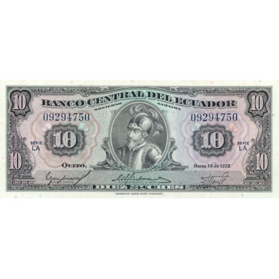 1977 - Ecuador P109 10 Sucres banknote 1977 - Ecuador P109 10 Sucres banknote