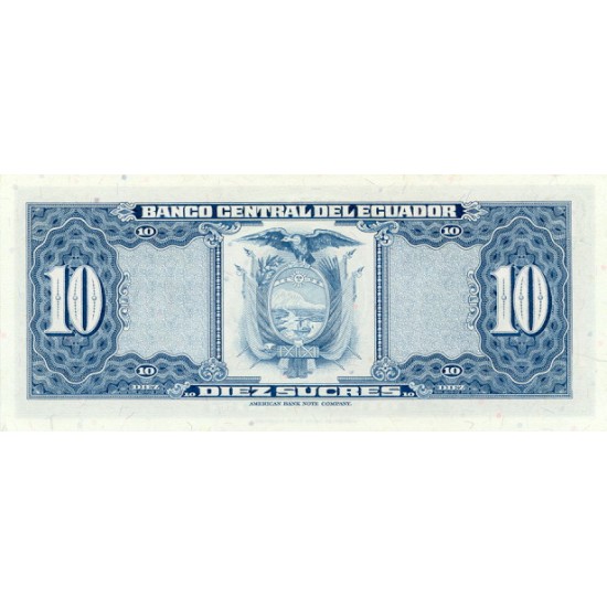 1977 - Ecuador P109 10 Sucres banknote 1977 - Ecuador P109 10 Sucres banknote