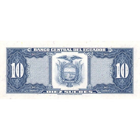 1982 - Ecuador P114b 10 Sucres banknote 1982 - Ecuador P114b 10 Sucres banknote