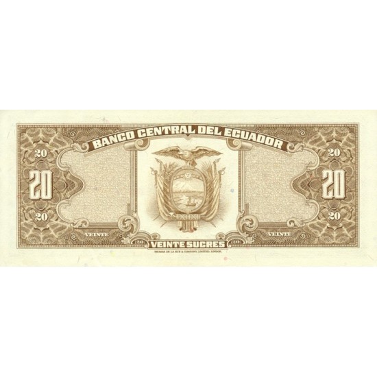 1983 - Ecuador P115b 20 Sucres banknote 1983 - Ecuador P115b 20 Sucres banknote