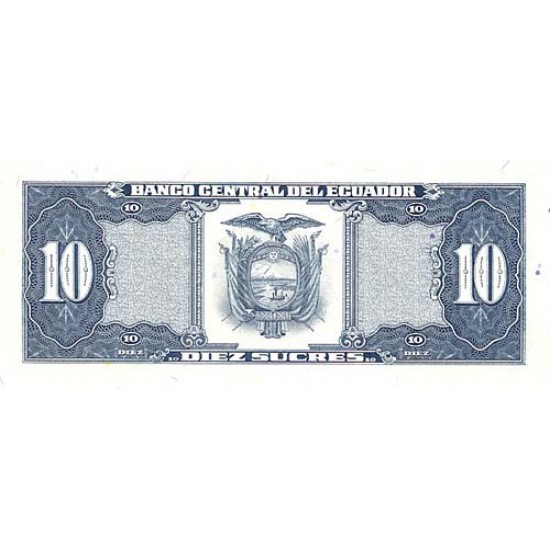 1988 - Ecuador P121a 10 Sucres banknote 1988 - Ecuador P121a 10 Sucres banknote