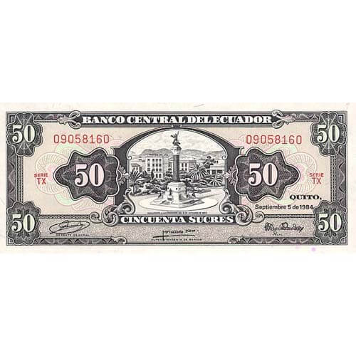 1988 - Ecuador PIC 122 50 Sucres banknote UNC