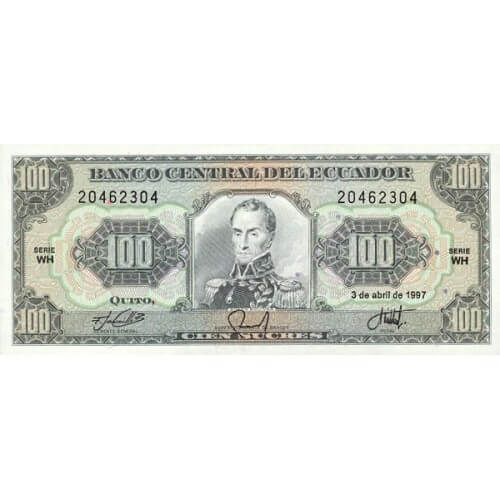 1997 - Ecuador P123Ad billete de 100 Sucres