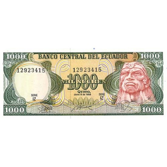 1986 - Ecuador P125a 1,000 Sucres banknote 1986 - Ecuador P125a 1,000 Sucres banknote