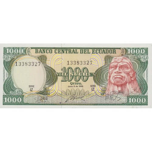 1988 - Ecuador PIC 125b 1,000 Sucres banknote UNC