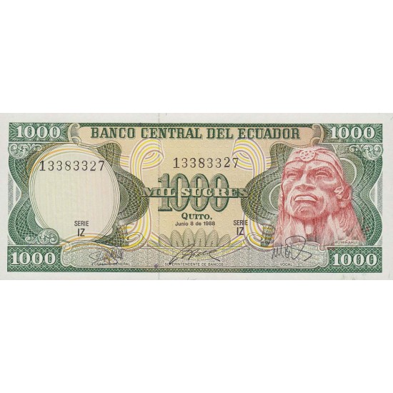 1988 - Ecuador P125b 1,000 Sucres banknote 1988 - Ecuador P125b 1,000 Sucres banknote