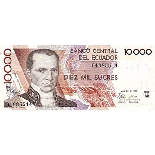 1994 - Ecuador PIC 127a billete de 10.000 Sucres S/C