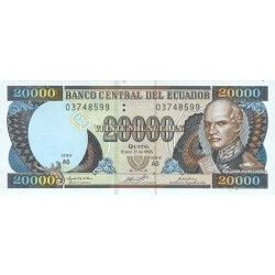 1999 - Ecuador PIC 129f billete de 20.000 Sucres S/C