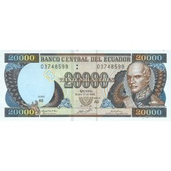1995 - Ecuador PIC 129a billete de 20.000 Sucres S/C 1995 - Ecuador PIC 129a billete de 20.000 Sucres S/C