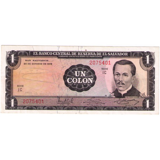 1972 - El Salvador P115 1 Colon Used banknote VF 1972 - El Salvador P115 1 Colon Used banknote VF