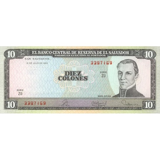 1980 - El Salvador P129b 10 Colones banknote 1980 - El Salvador P129b 10 Colones banknote