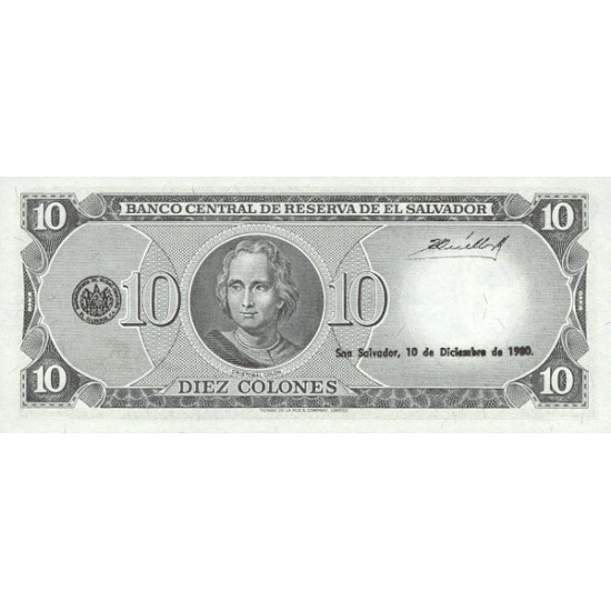 1980 - El Salvador P129b 10 Colones banknote 1980 - El Salvador P129b 10 Colones banknote