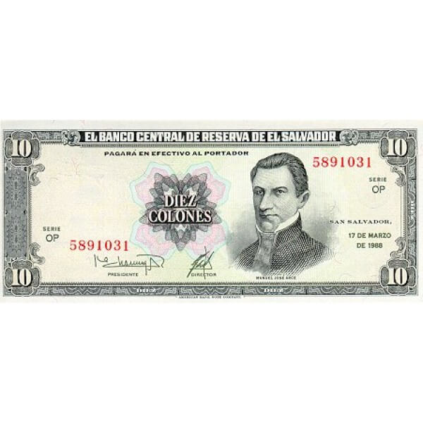 1983 - El Salvador P135a 10 Colones banknote