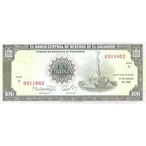 1988 - El Salvador P137b billete de 100 Colones