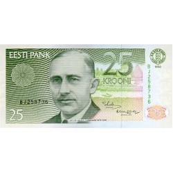 1992 - Estonia PIC 73b billete de 25 Coronas