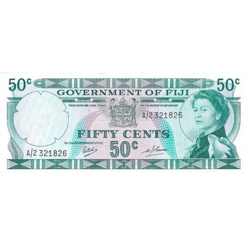1969 - Fiji Islands P58a 50 Cents banknote