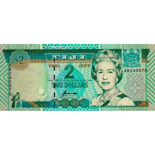 1996 - Fiji Islands P96b 2 Dollars banknote