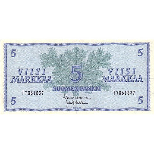 1963 - Finland PIC 99a 5 Markkaa banknote UNC