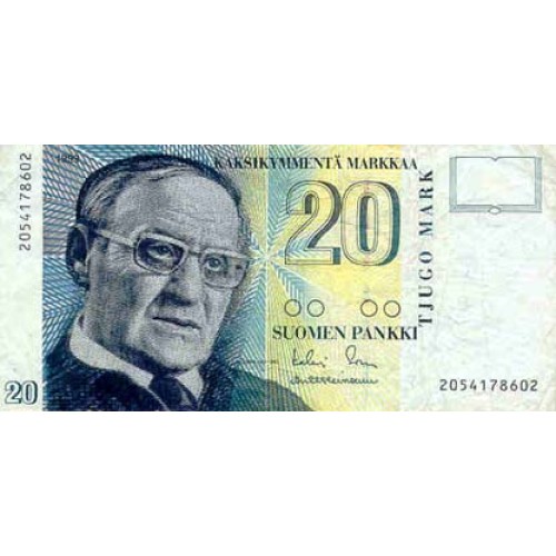 1993 - Finlandia Pic 122             billete de 20 Marcos