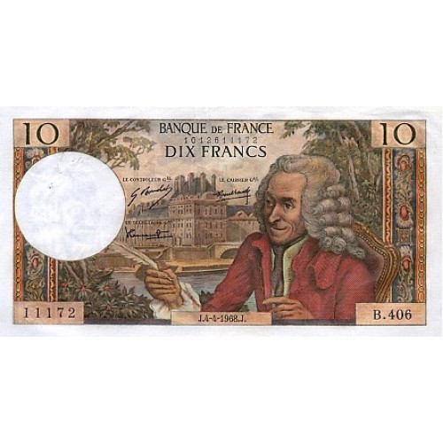 1963 - Francia Pic 147    billete de 10 Francos (MBC)