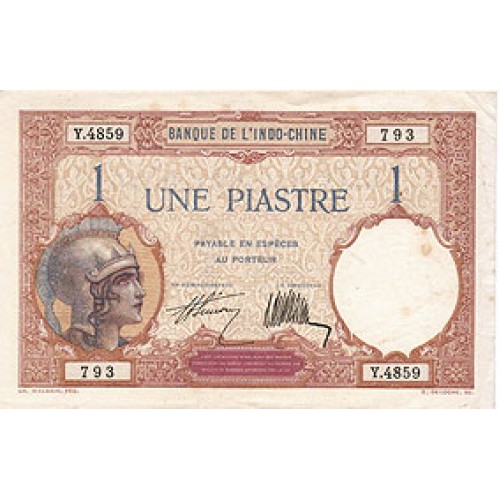 1927 - Indochina Francesa   PIC 48b   Billete 1 Piastra
