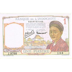 1949 - French Indochina   PIC  54  d    1 Piastra AU Banknote