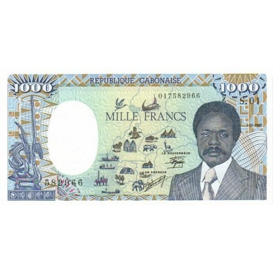 1985 - Gabon Pic 9 1000 Francs banknote 1985 - Gabon Pic 9 1000 Francs banknote