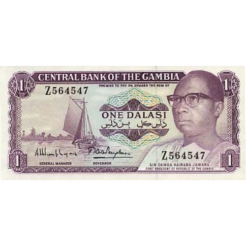 1971/87 -  Gambia PIC 4H   1 Dalasis f9  banknote