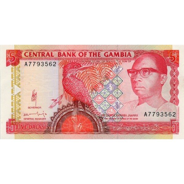 1991/95 -  Gambia PIC 12b   5 Dalasis f11  banknote