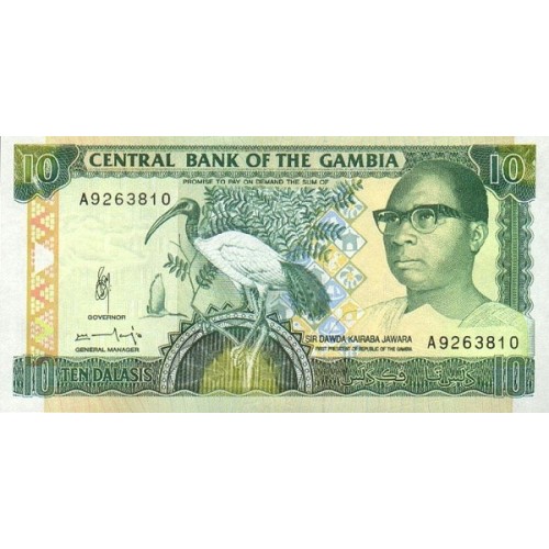 1991/95 -  Gambia PIC 13b  10 Dalasis f11  banknote