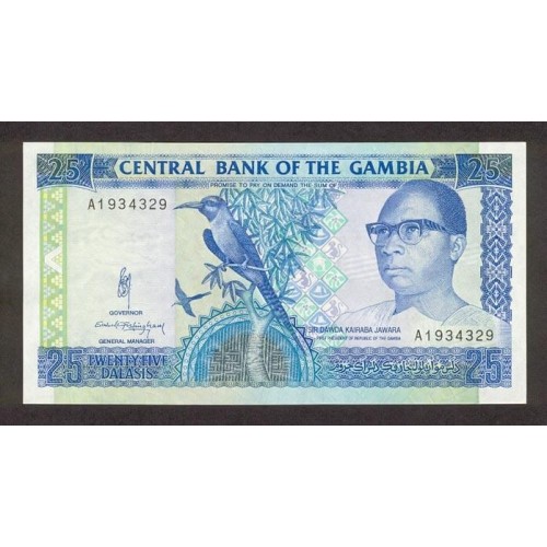 1991/95 -  Gambia PIC 14a 25 Dalasis banknote UNC