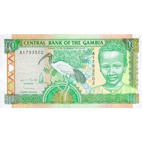 1996 -  Gambia PIC 17a   10 Dalasis f12  banknote