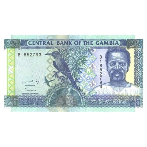 1996 -  Gambia PIC 18a   25 Dalasis f12  banknote