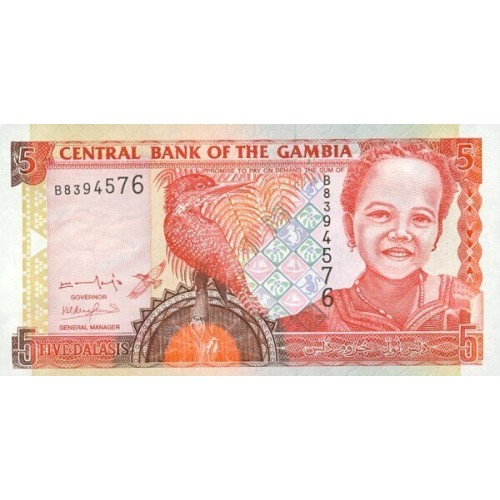 2001/05 -  Gambia PIC 20a billete de 5 Dalasis F13 S/C