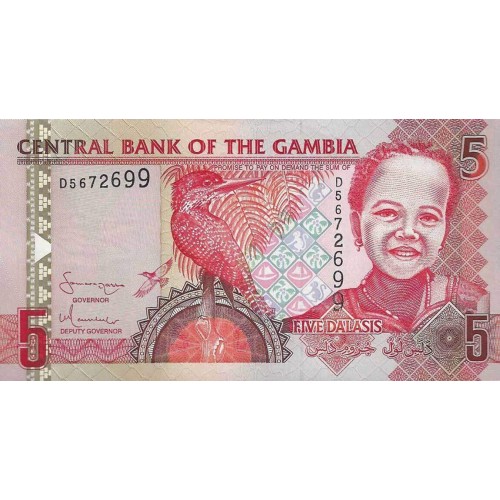2001/05 -  Gambia pic 20c  billete de   5 Dalasis  f15