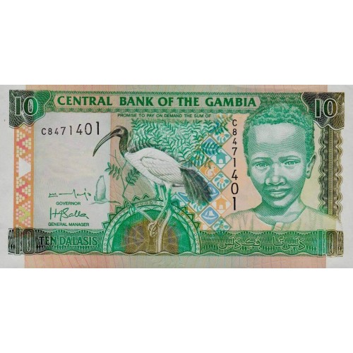 2001/05 -  Gambia pic 21b  billete de   10 Dalasis  f14