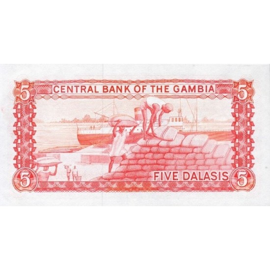 1987/90 - Gambia PIC 9b 5 Dalasis f10 banknote 1987/90 - Gambia PIC 9b 5 Dalasis f10 banknote