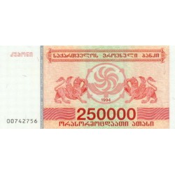 1994 - Georgia PIC 50 billete de 250.000 Laris S/C