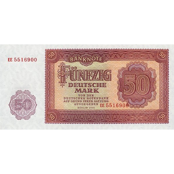 1955 - Germany D. Rep. Pic 20a   50 D. Marks  banknote