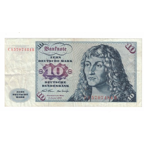 1980 - German Fed .Rep.PIC 31a 10 Marks VF banknote