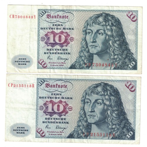 1980 -  Alemania Rep.Federal PIC 31c billete de 10 Marcos MBC