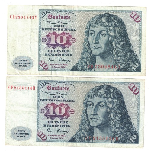 1980 - German Fed .Rep.PIC 31c 10 Marks VF banknote