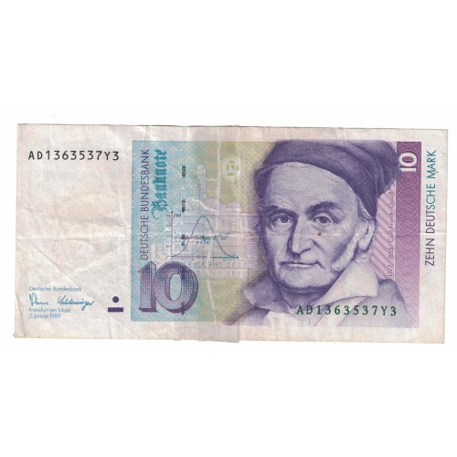 1989 -  Alemania Rep.Federal PIC 38a billete de 10 Marcos RC