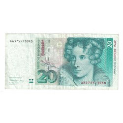 1991 -  Alemania Rep.Federal PIC 39a billete de 20 Marcos MBC