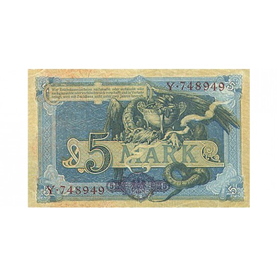 1904 - Germany Pic 8b 5 Marks banknote 1904 - Germany Pic 8b 5 Marks banknote