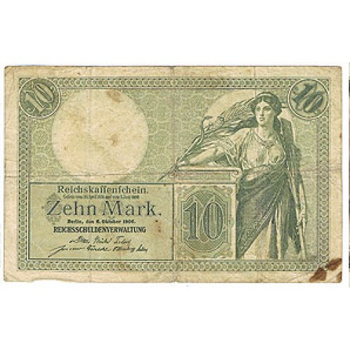 1906 - Germany PIC 9b 10 Marks VF banknote