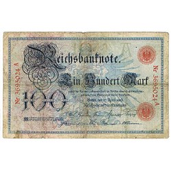 1903 - Germany   Pic 22            100 Marks F banknote