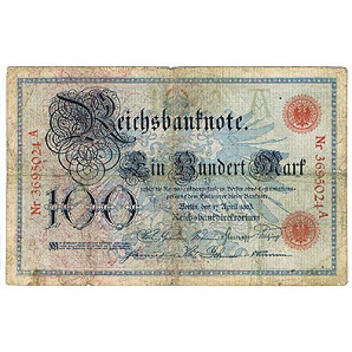 1903 - Alemania PIC 22 billete de 100 Marcos BC