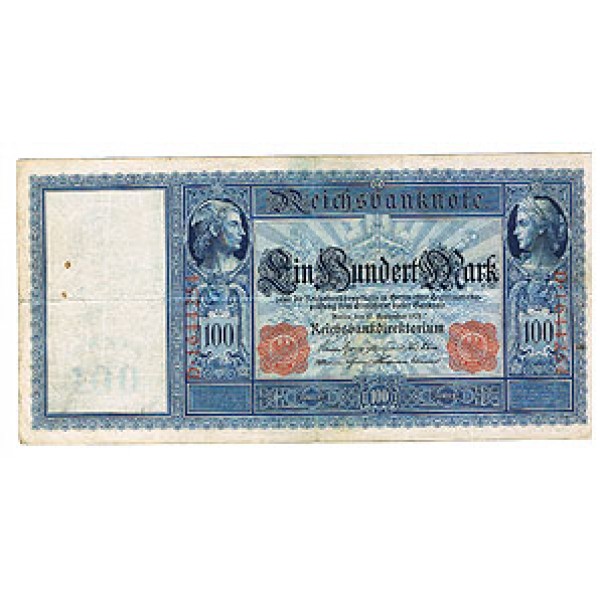 1909 - Germany   Pic 38            100 Marks F banknote