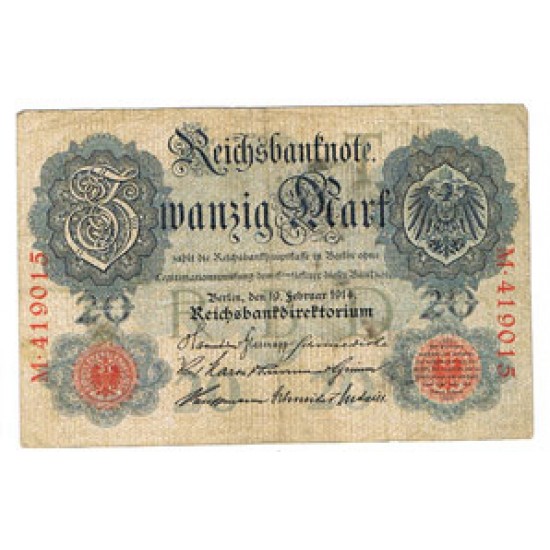 1910 - Germany Pic 40a 20 Millons Marks F banknote 1910 - Germany Pic 40a 20 Millons Marks F banknote